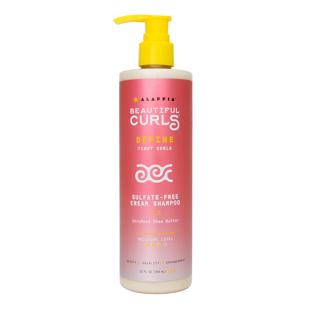 Alaffia Beautiful Curls Curl Defining Cream Shampoo – Sulfate-Free for Coily to Curly Hair