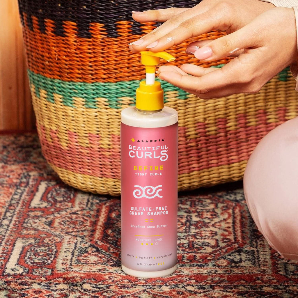 Alaffia Beautiful Curls Curl Defining Cream Shampoo – Sulfate-Free for Coily to Curly Hair