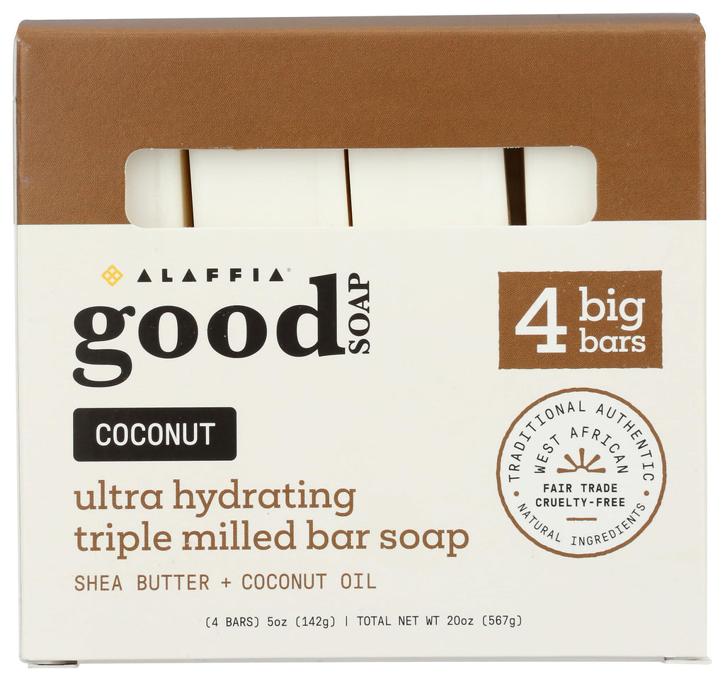 Alaffia Coconut Good Soap Value Pack – 4 Count, 20 oz | Gentle, Cruelty-Free Cleanse