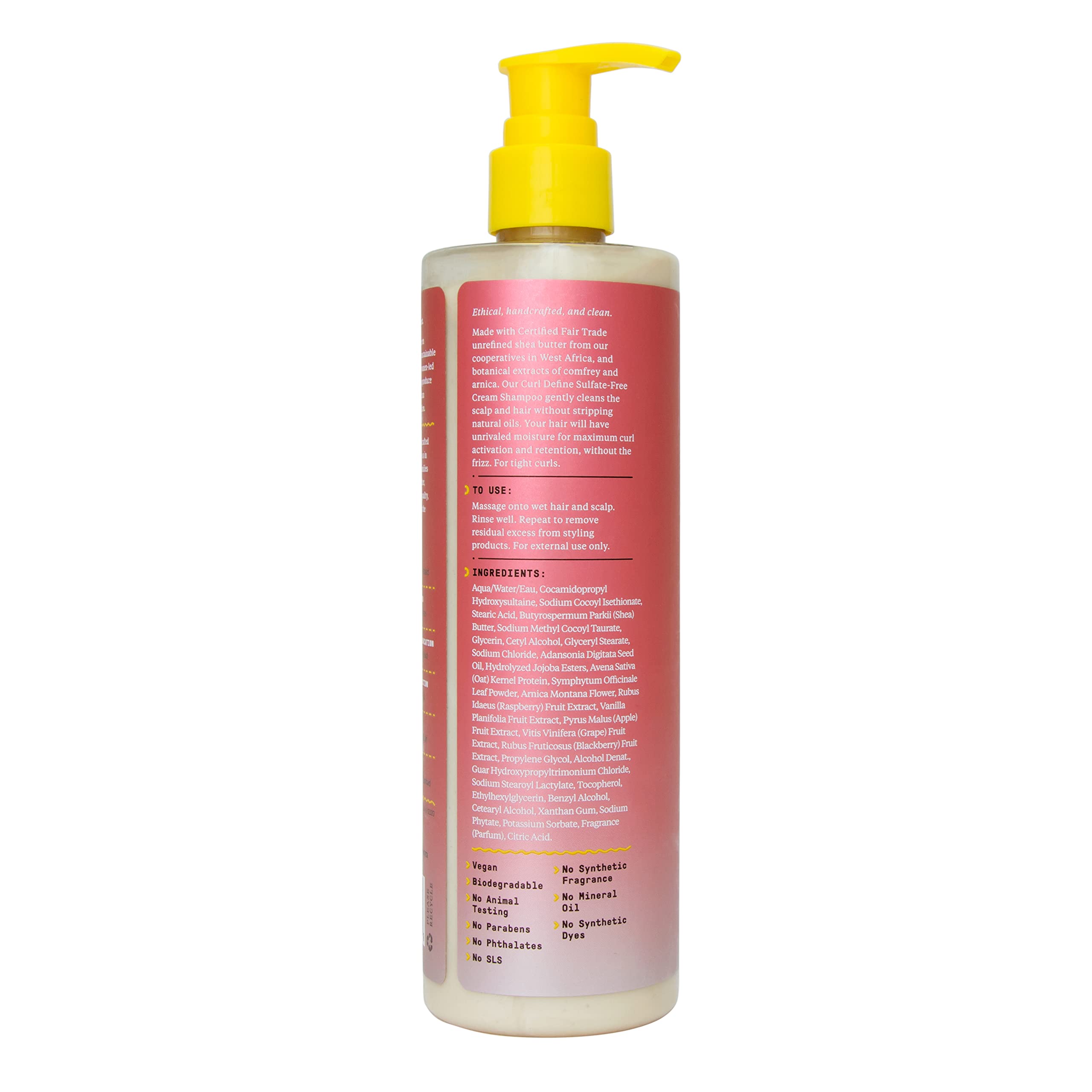 Alaffia Beautiful Curls Curl Defining Cream Shampoo – Sulfate-Free for Coily to Curly Hair