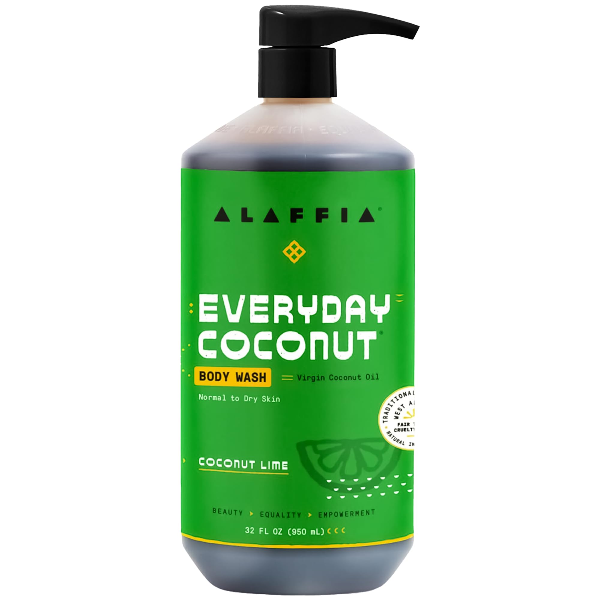Alaffia EveryDay Coconut Body Wash for Normal to Dry Skin – Coconut Lime, 32 oz, Fair Trade