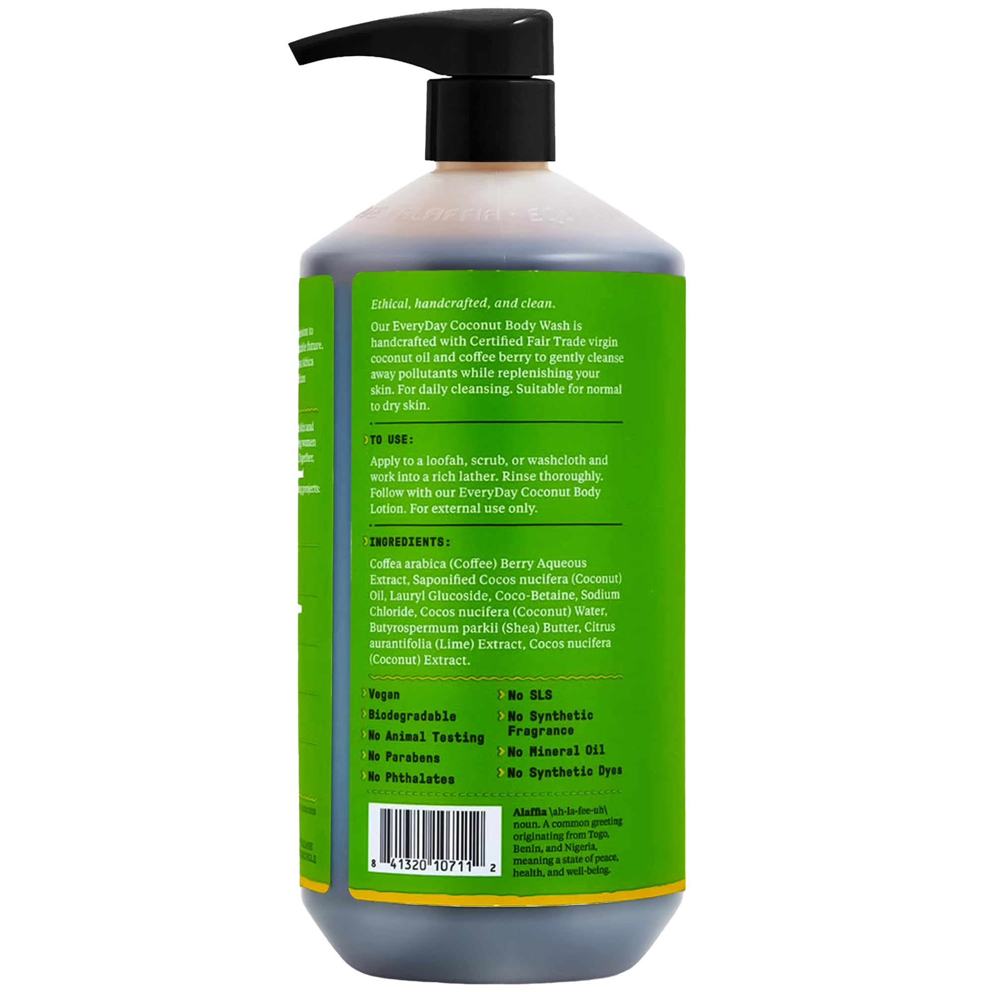 Alaffia EveryDay Coconut Body Wash for Normal to Dry Skin – Coconut Lime, 32 oz, Fair Trade
