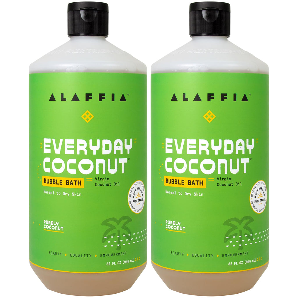 Alaffia Everyday Coconut Bubble Bath – 2-Pack, Purely Coconut Scent, 32 oz each