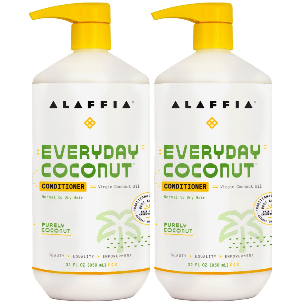 Alaffia Everyday Coconut Conditioner 2-Pack – Moisturizing Coconut Oil & Ginger for Normal to Dry Hair (32 oz)