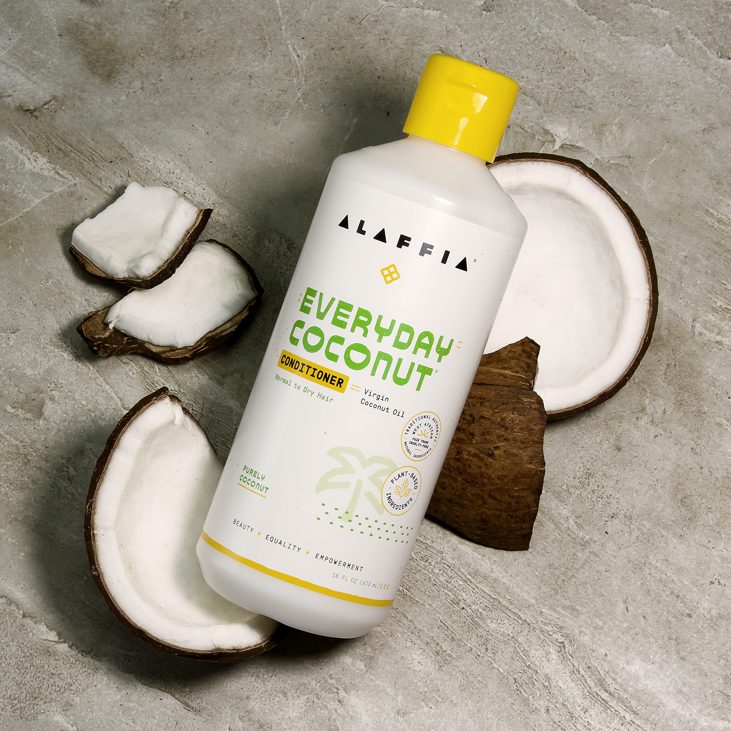 Alaffia Everyday Coconut Conditioner - 2 Pack for Wavy & Curly Hair | Virgin Coconut Oil, Ginger Extract, Vitamin E