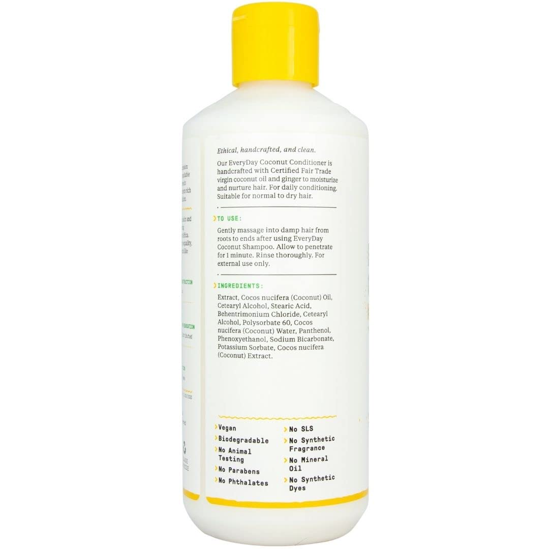 Alaffia Everyday Coconut Conditioner - 2 Pack for Wavy & Curly Hair | Virgin Coconut Oil, Ginger Extract, Vitamin E
