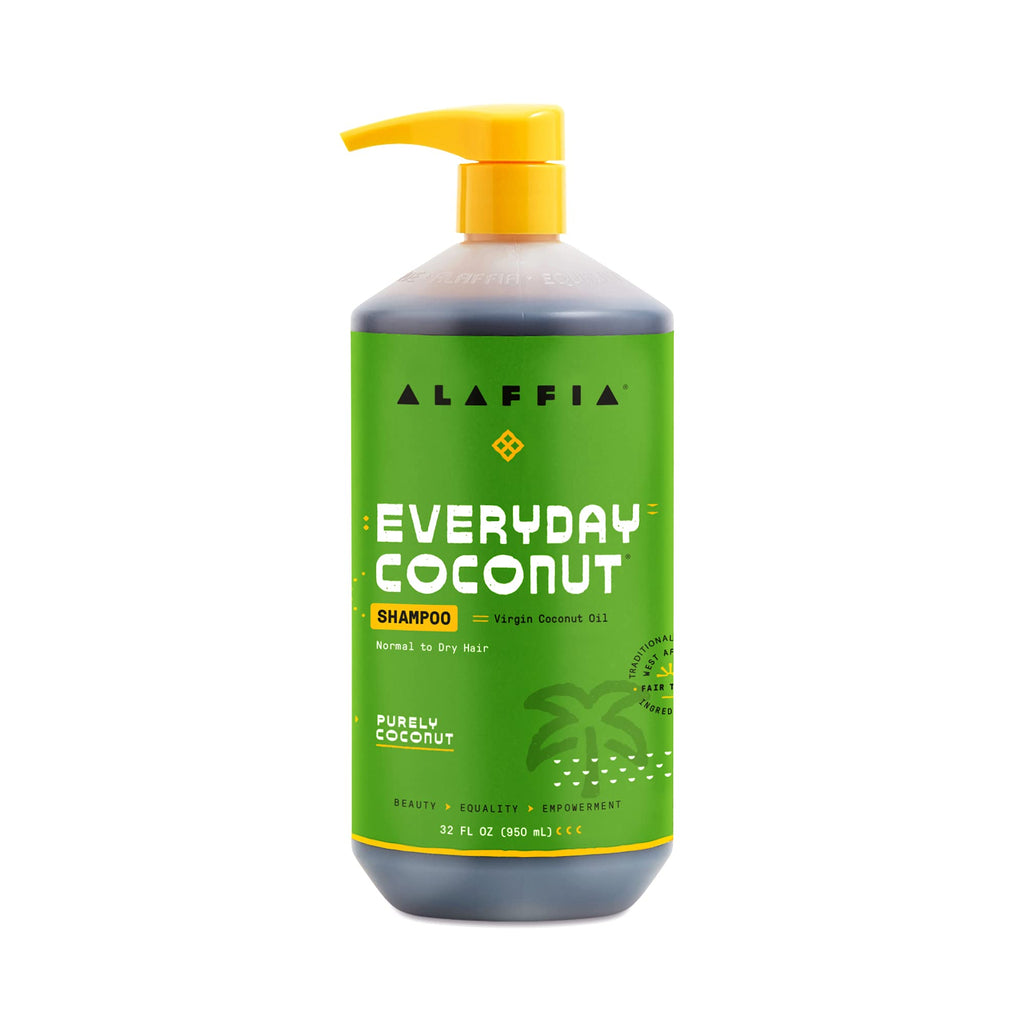 Alaffia EveryDay Coconut Shampoo – Gentle Clean for Normal to Dry Hair, Ginger & Coconut Oil, Fair Trade, 32 oz