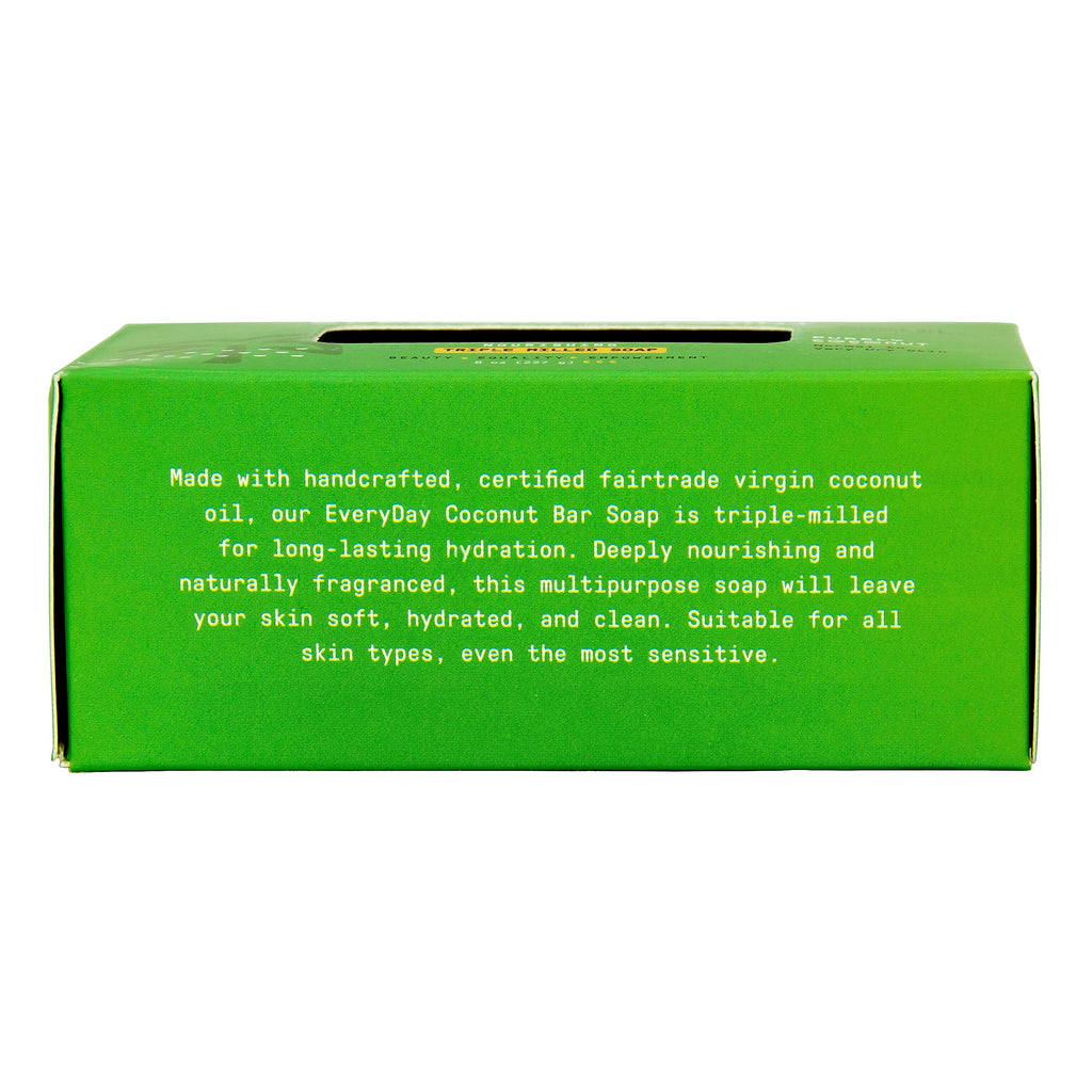 Alaffia EveryDay Coconut Soap Bar – Ergonomic, Coconut Oil & Shea Butter, Pure Coconut Scent, 8 oz Pack of 4