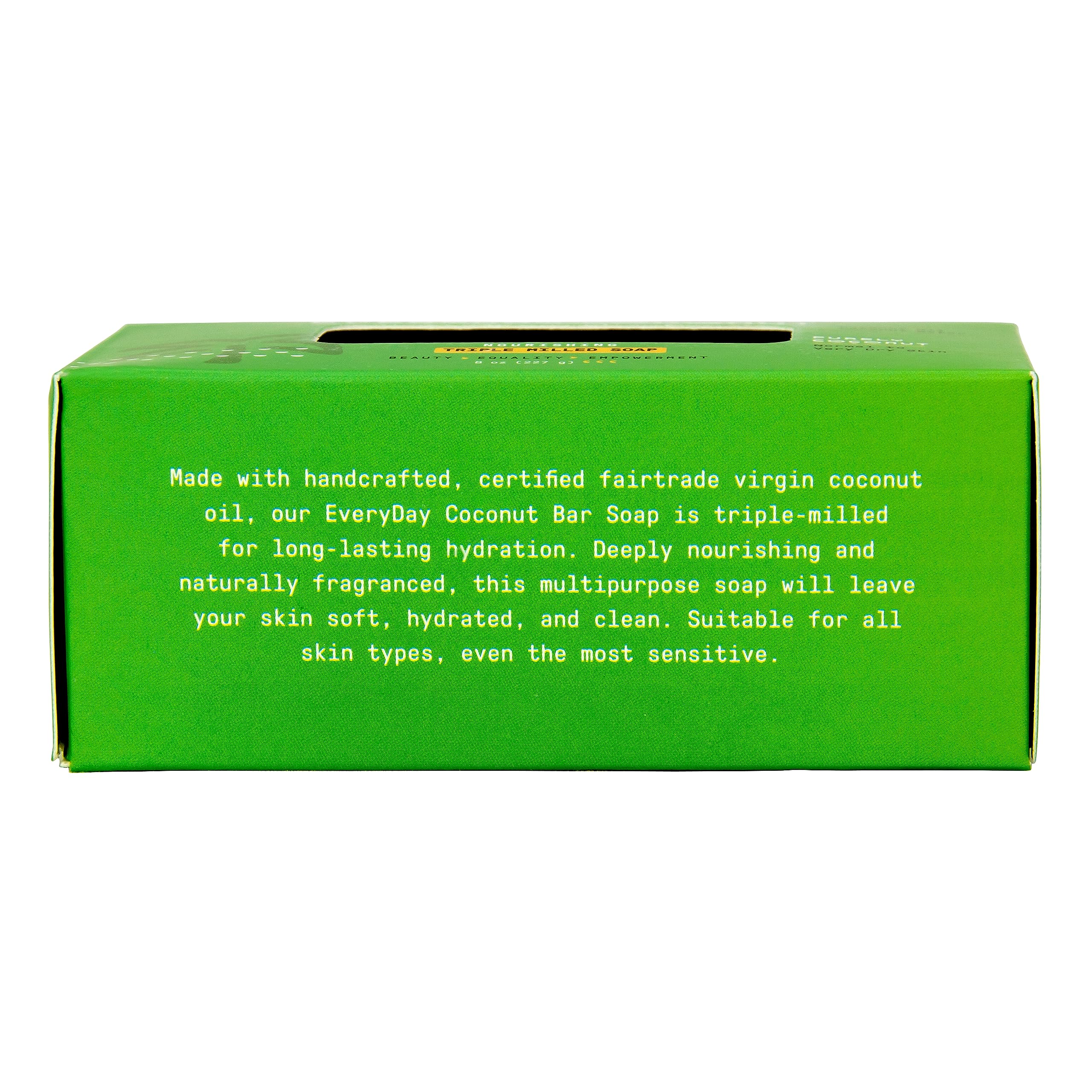 Alaffia EveryDay Coconut Soap Bar – Ergonomic, Coconut Oil & Shea Butter, Pure Coconut Scent, 8 oz Pack of 4