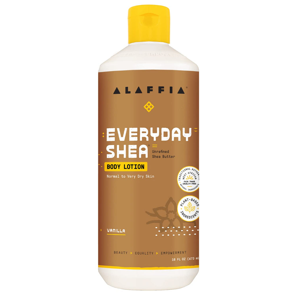 Alaffia Everyday Shea Body Lotion for Normal to Very Dry Skin — Fair Trade Shea Butter, Lemongrass & Vanilla, 16 oz