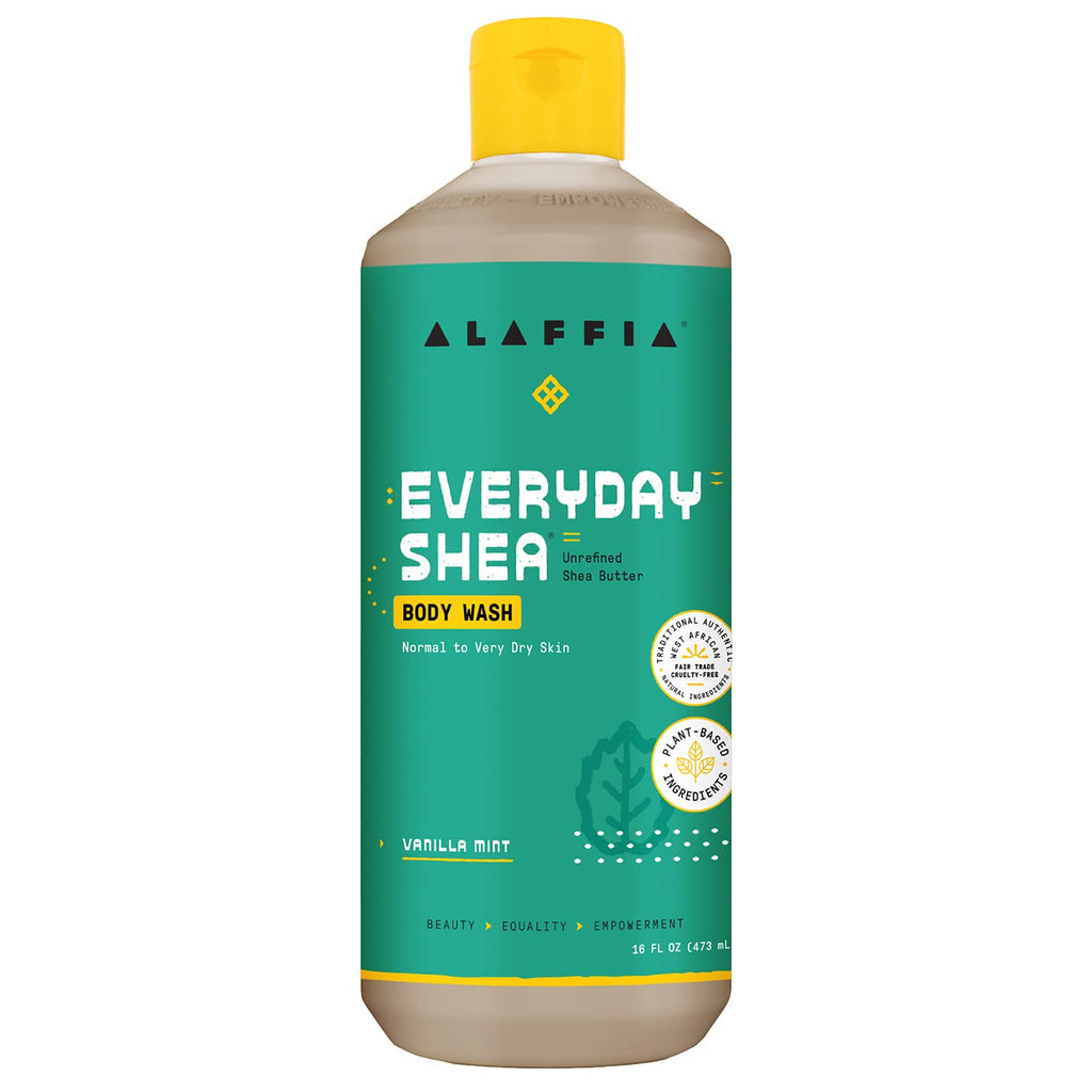 Alaffia EveryDay Shea Body Wash – Vanilla Mint, Sulfate-Free Moisturizing Cleanser
