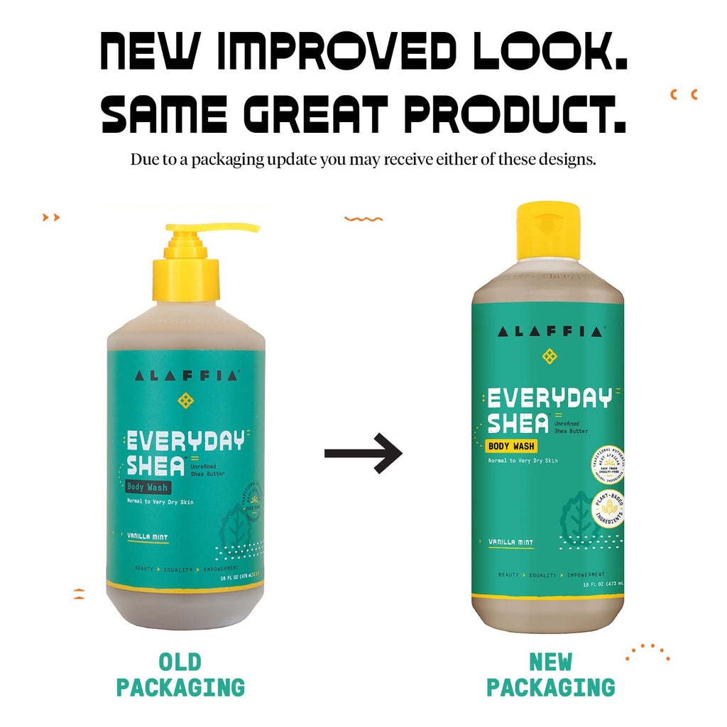 Alaffia EveryDay Shea Body Wash – Vanilla Mint, Sulfate-Free Moisturizing Cleanser