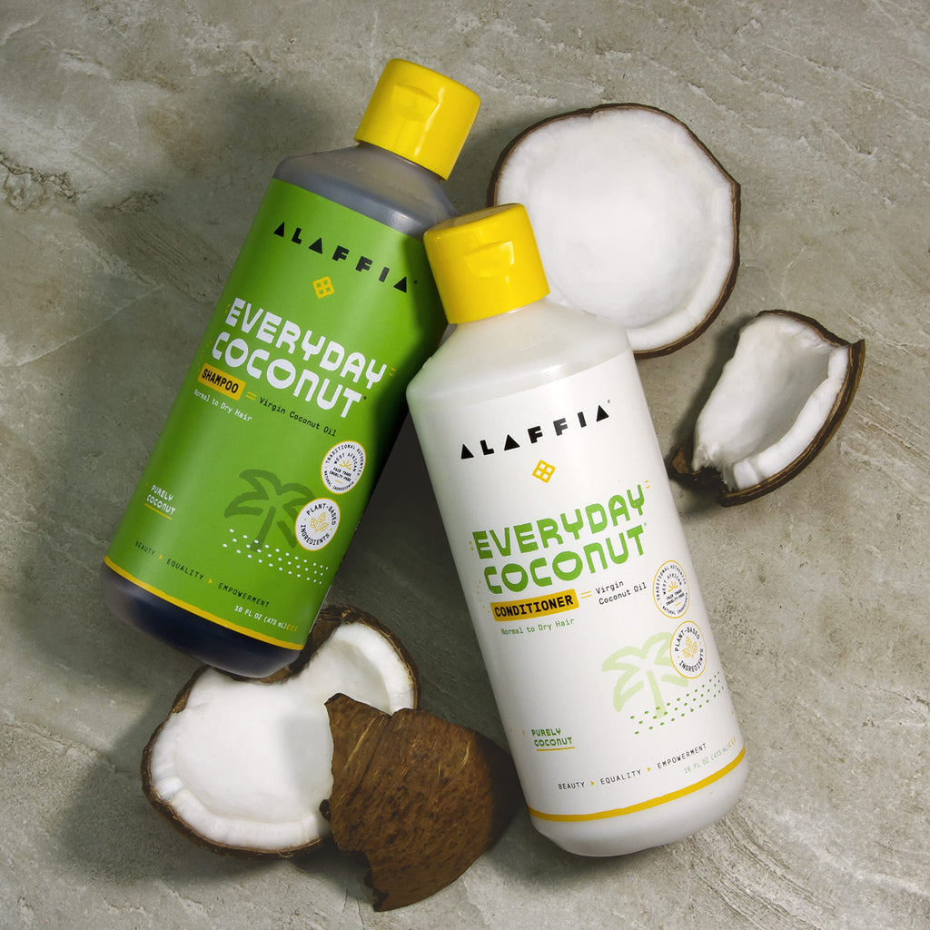 Alaffia Everyday Coconut Conditioner - 2 Pack for Wavy & Curly Hair | Virgin Coconut Oil, Ginger Extract, Vitamin E