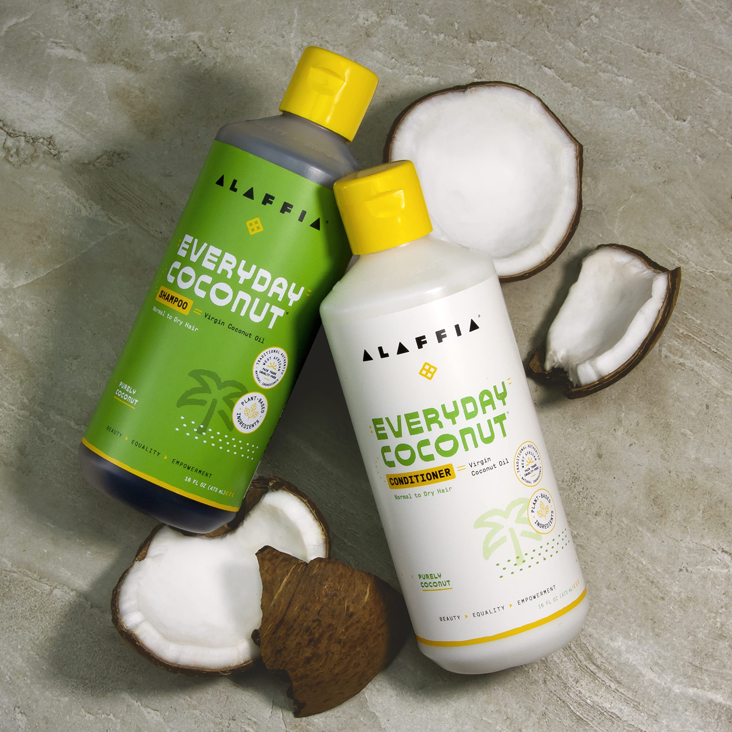 Alaffia Everyday Coconut Conditioner - 2 Pack for Wavy & Curly Hair | Virgin Coconut Oil, Ginger Extract, Vitamin E