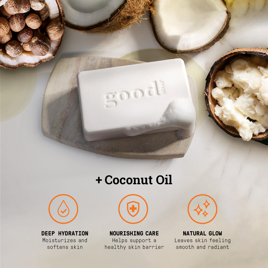 Alaffia Good Soap Coconut 2-Pack – Long-Lasting, Triple-Milled Soap with Fair Trade Shea Butter
