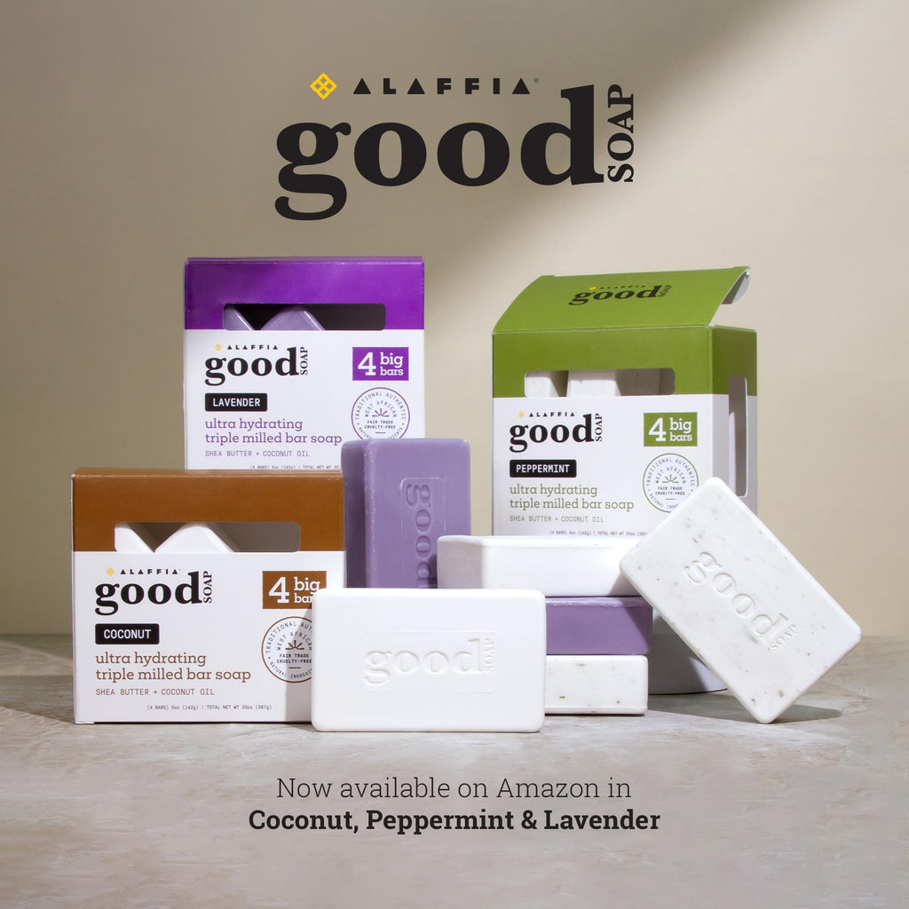 Alaffia Good Soap Coconut 2-Pack – Long-Lasting, Triple-Milled Soap with Fair Trade Shea Butter