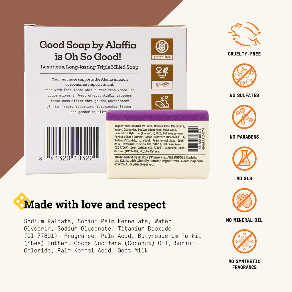 Alaffia Good Soap Coconut 2-Pack – Long-Lasting, Triple-Milled Soap with Fair Trade Shea Butter