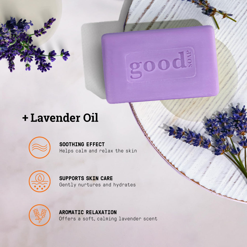 Alaffia Good Soap Lavender 2-Pack (8 Bars) – Triple-Milled with Fair Trade Shea Butter