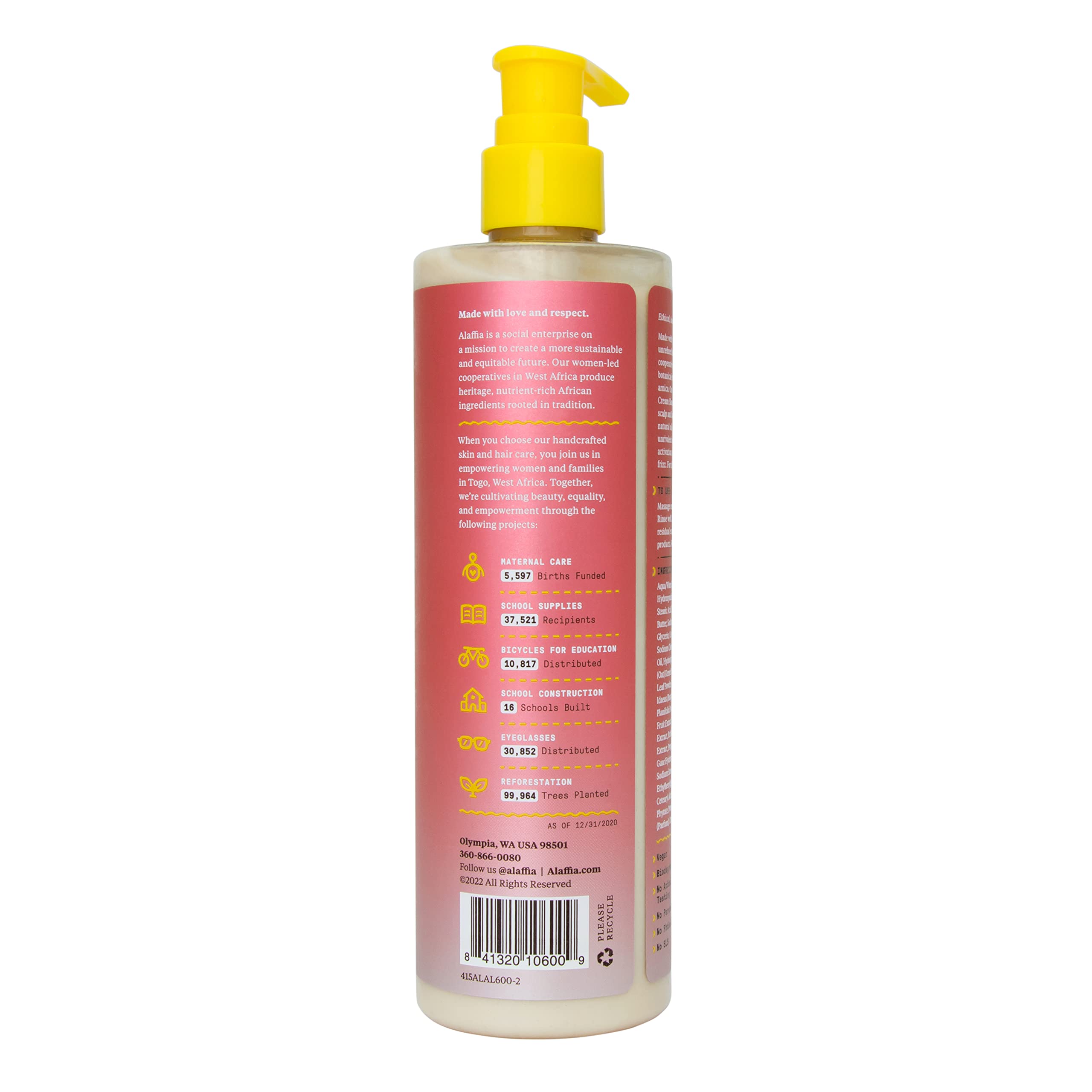 Alaffia Beautiful Curls Curl Defining Cream Shampoo – Sulfate-Free for Coily to Curly Hair