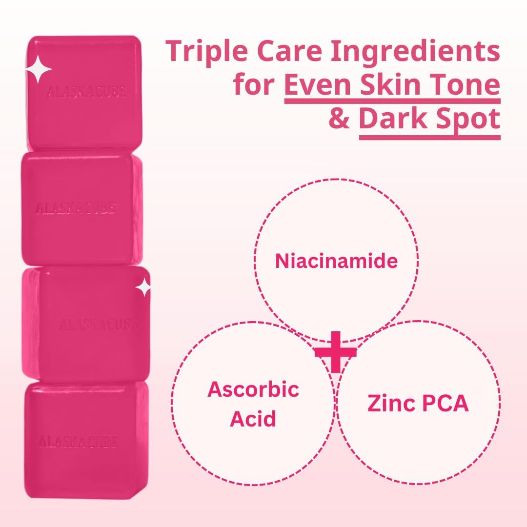 Alaskacube Rose Glow Perfumed Shower Bar – 3 x 4.93 oz Rose Scented Body Wash for Radiance