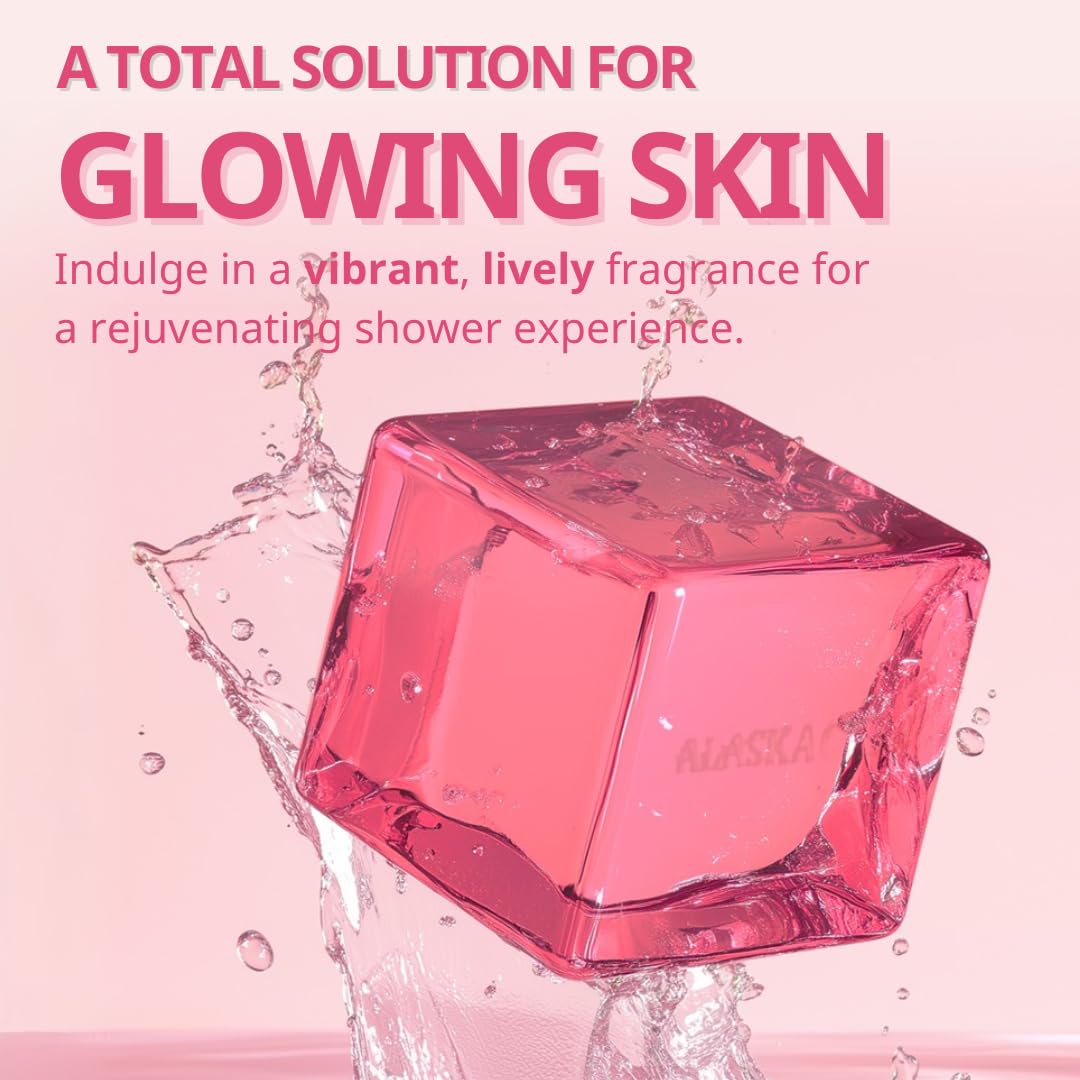Alaskacube Rose Glow Perfumed Shower Bar – 3 x 4.93 oz Rose Scented Body Wash for Radiance