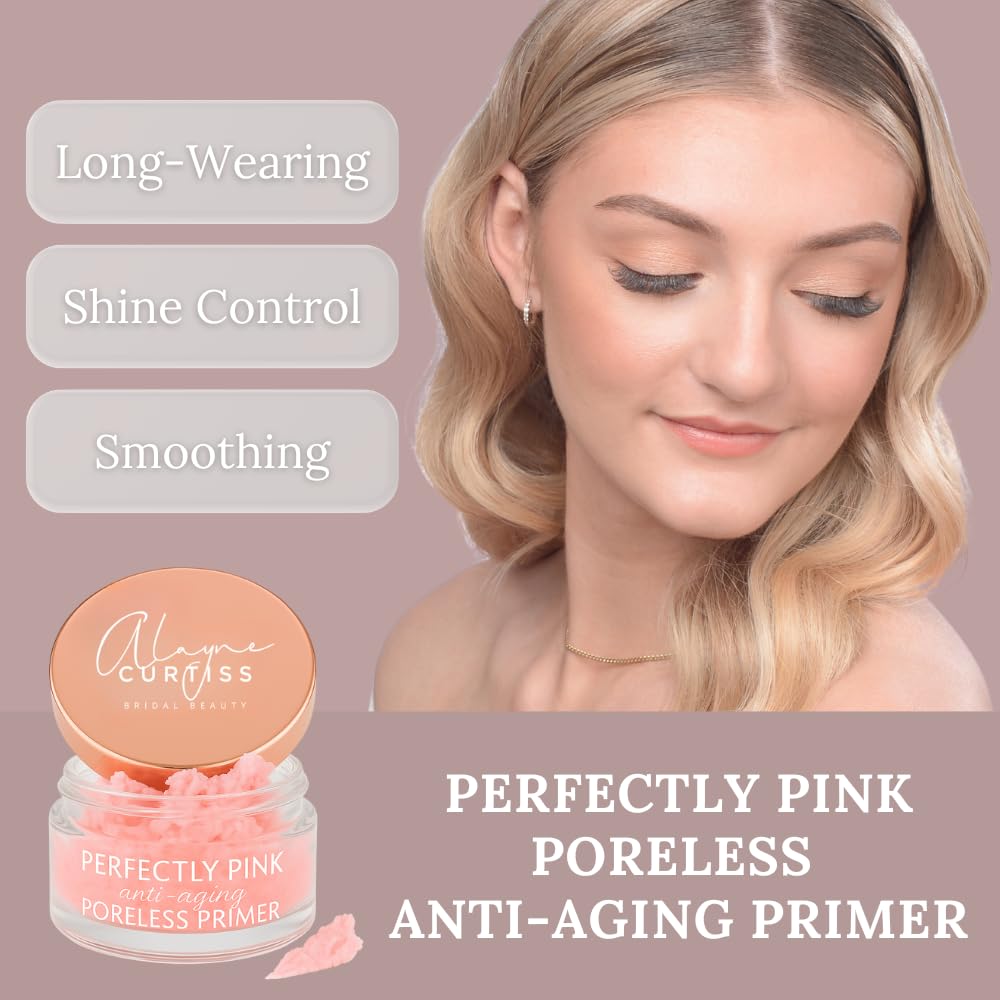 Alayne Curtiss Bridal Beauty Perfectly Pink Poreless Primer – Pore-Minimizing & Mattifying Makeup Primer
