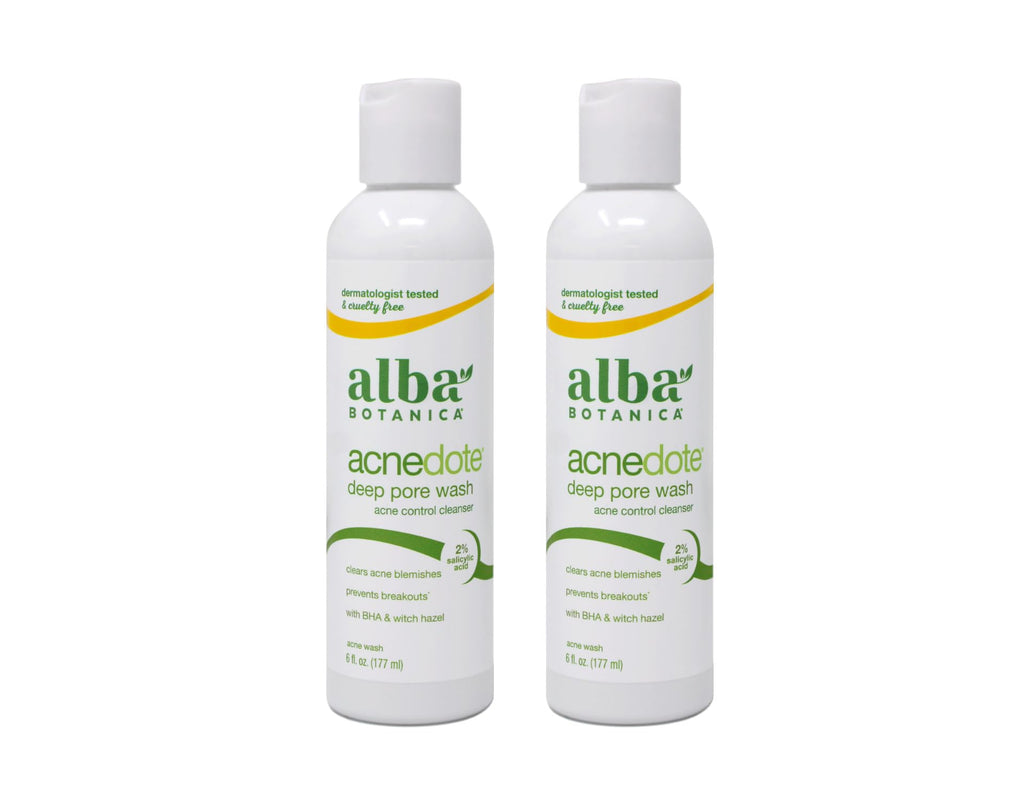Alba Botanica Acnedote Deep Pore Wash – 6 oz Pack of 2 | 2% Salicylic Acid