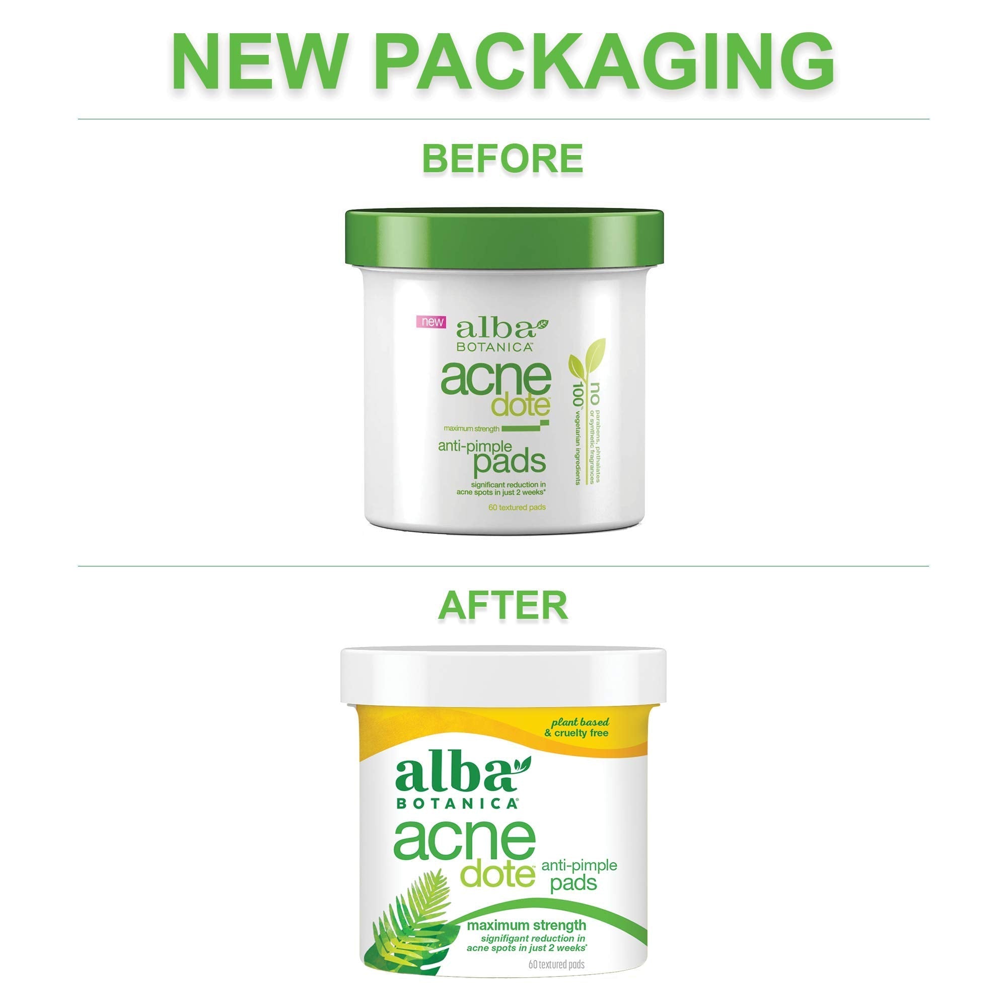 Alba Botanica AcneDote Anti-Pimple Pads – 60 Count, 2% Salicylic Acid, Witch Hazel & Thyme