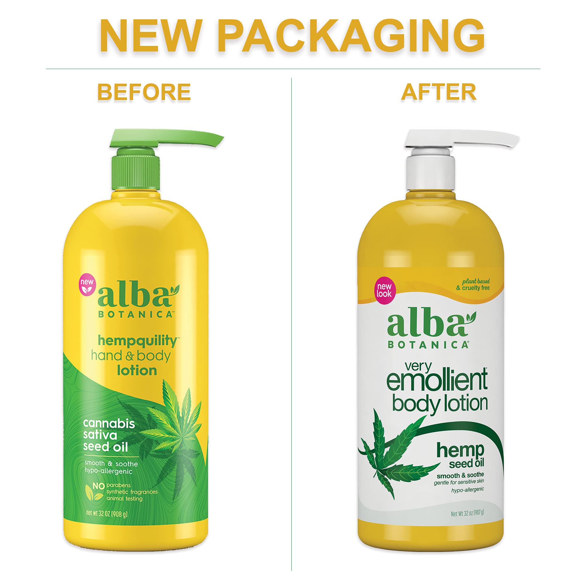 Alba Botanica Hempquility Hand & Body Lotion with Cannabis Sativa Seed Oil, 32 oz