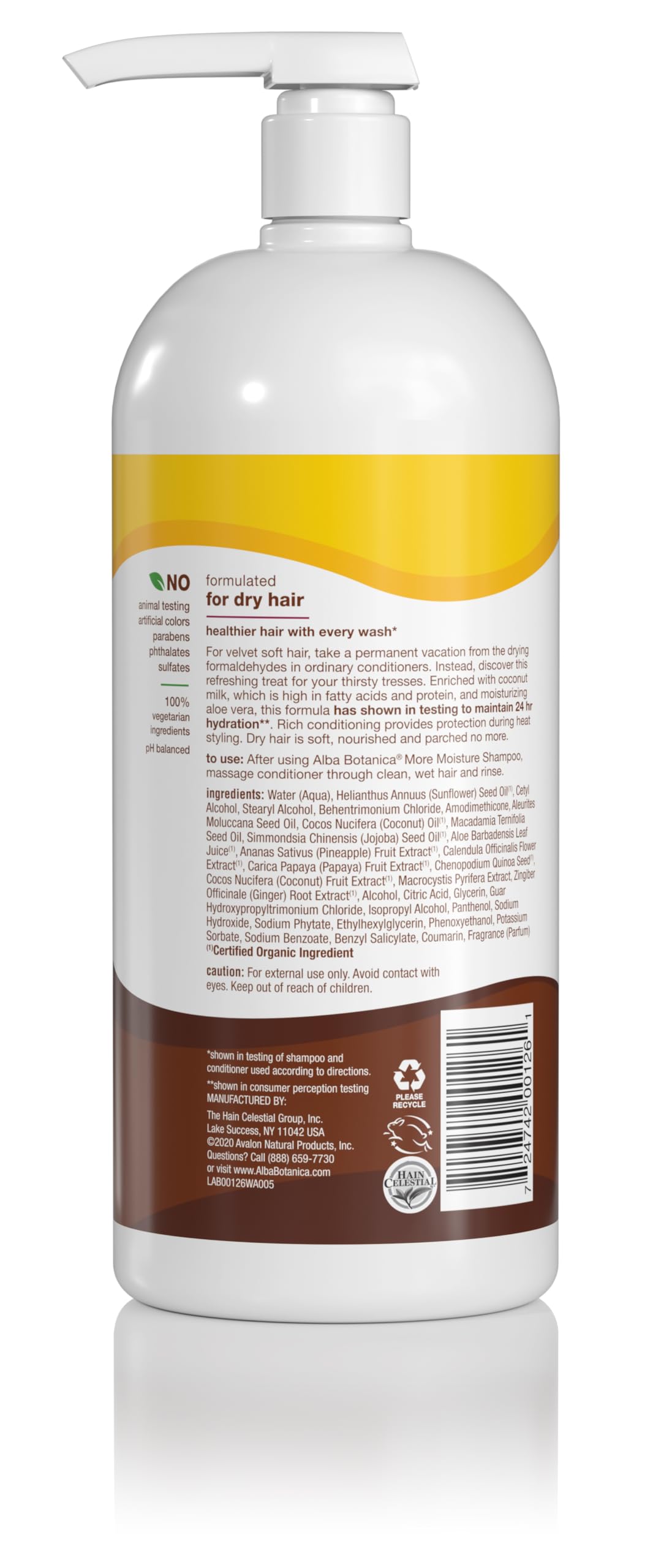 Alba Botanica More Moisture Conditioner – Coconut Milk, 32 oz | Hydrates Dry Hair (Packaging May Vary)