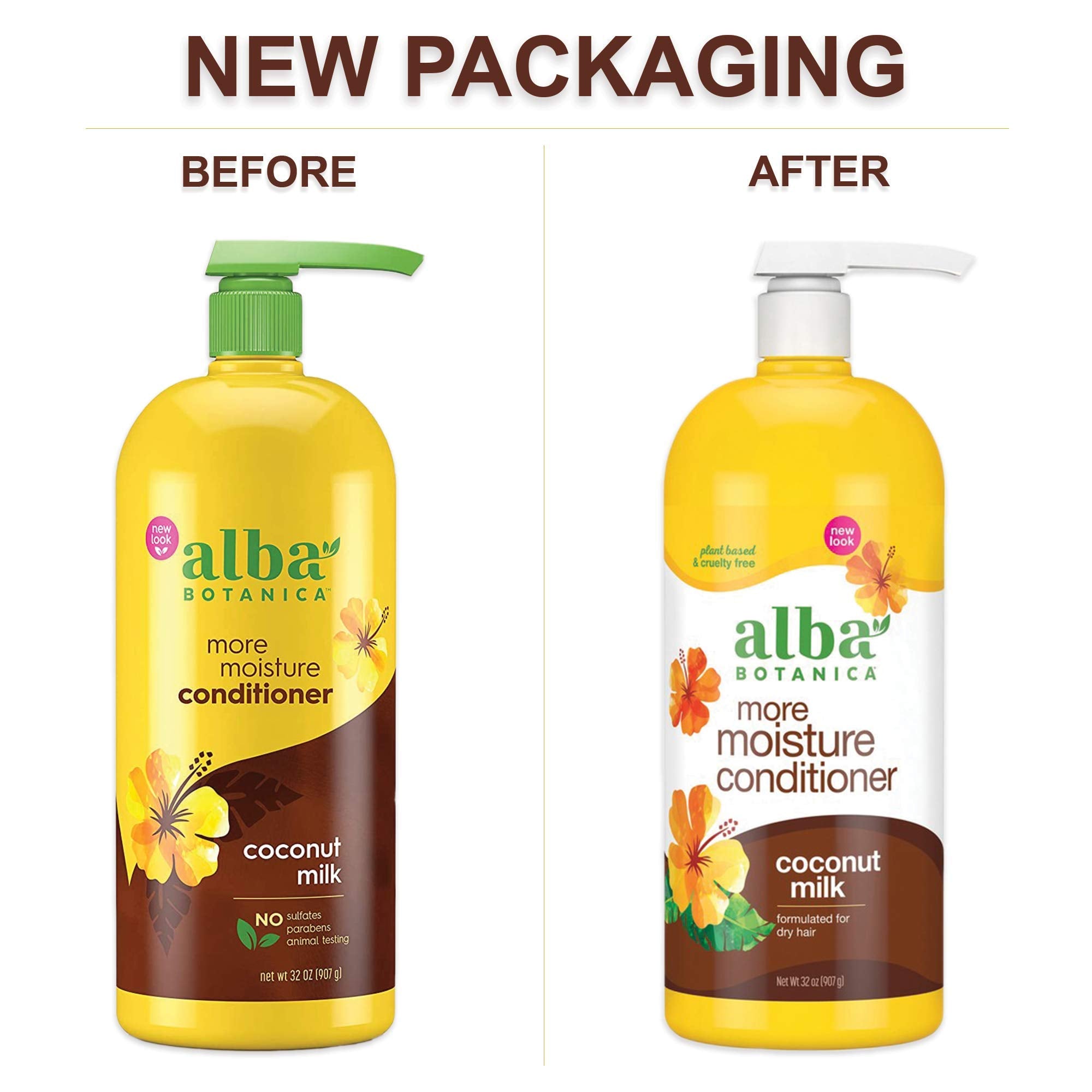 Alba Botanica More Moisture Conditioner with Coconut Milk – Deep Hydration 32 oz