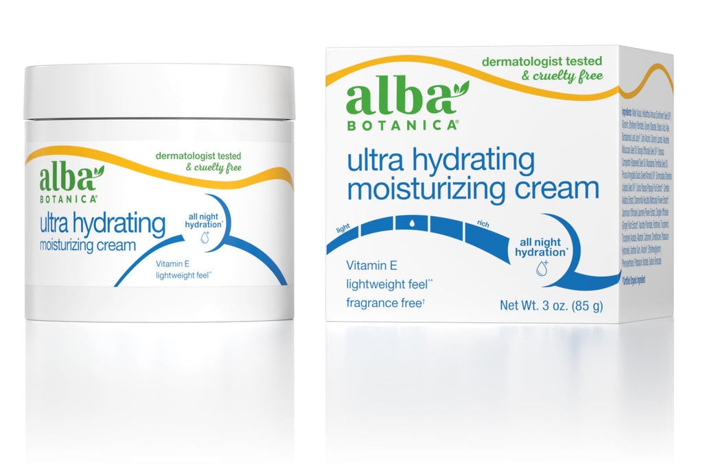 Alba Botanica Ultra Hydrating Moisturizing Cream with Vitamin E – Fragrance Free, 3 oz (Packaging May Vary)