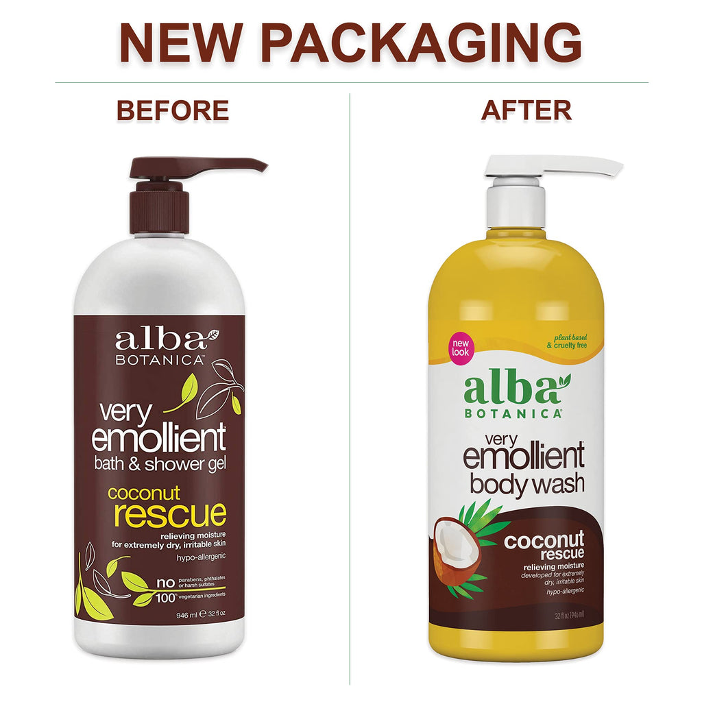 Alba Botanica Very Emollient Coconut Rescue Bath & Shower Gel 32 oz