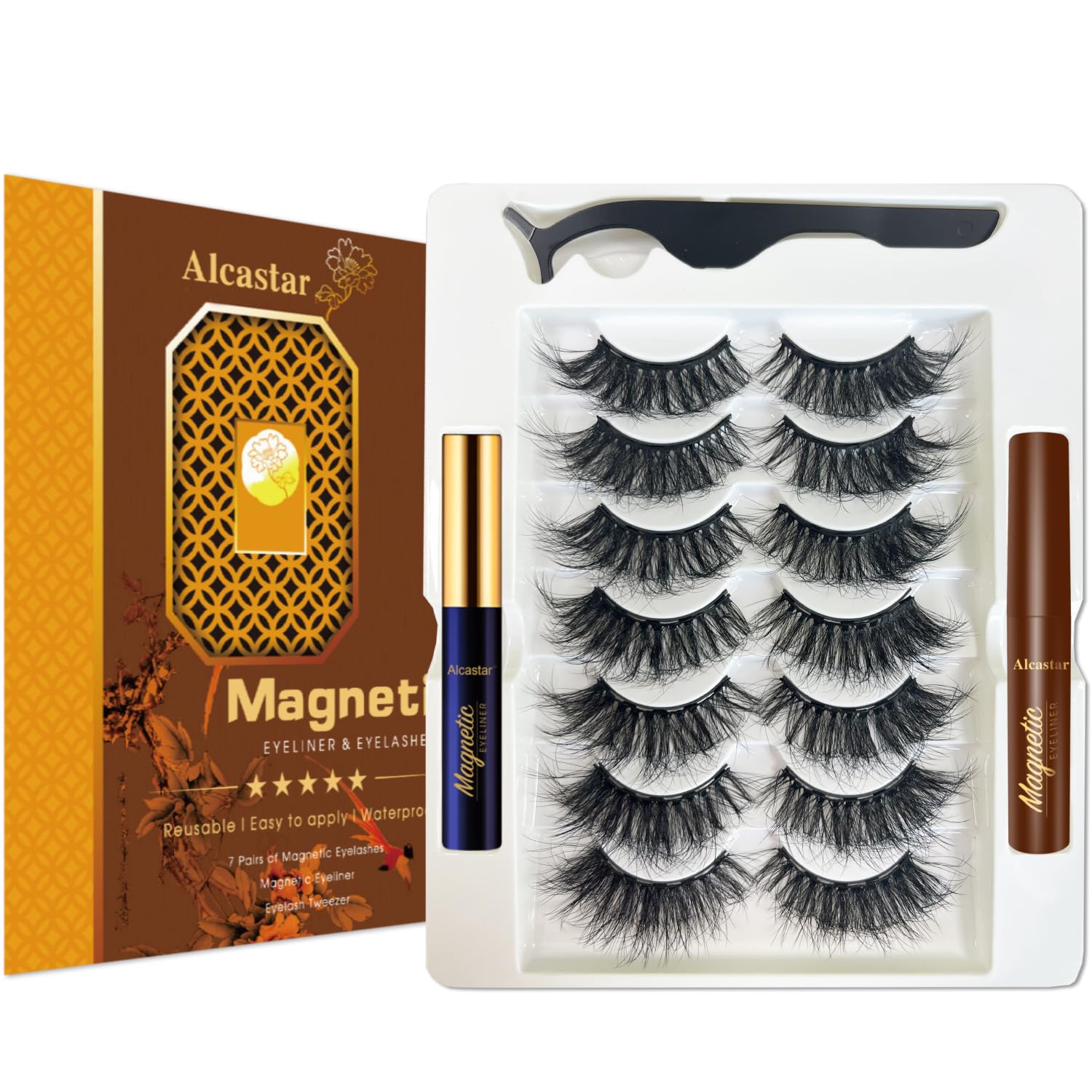 Alcastar+ Magnetic Eyelashes with Eyeliner Kit – Easy, Reusable Mink Lashes