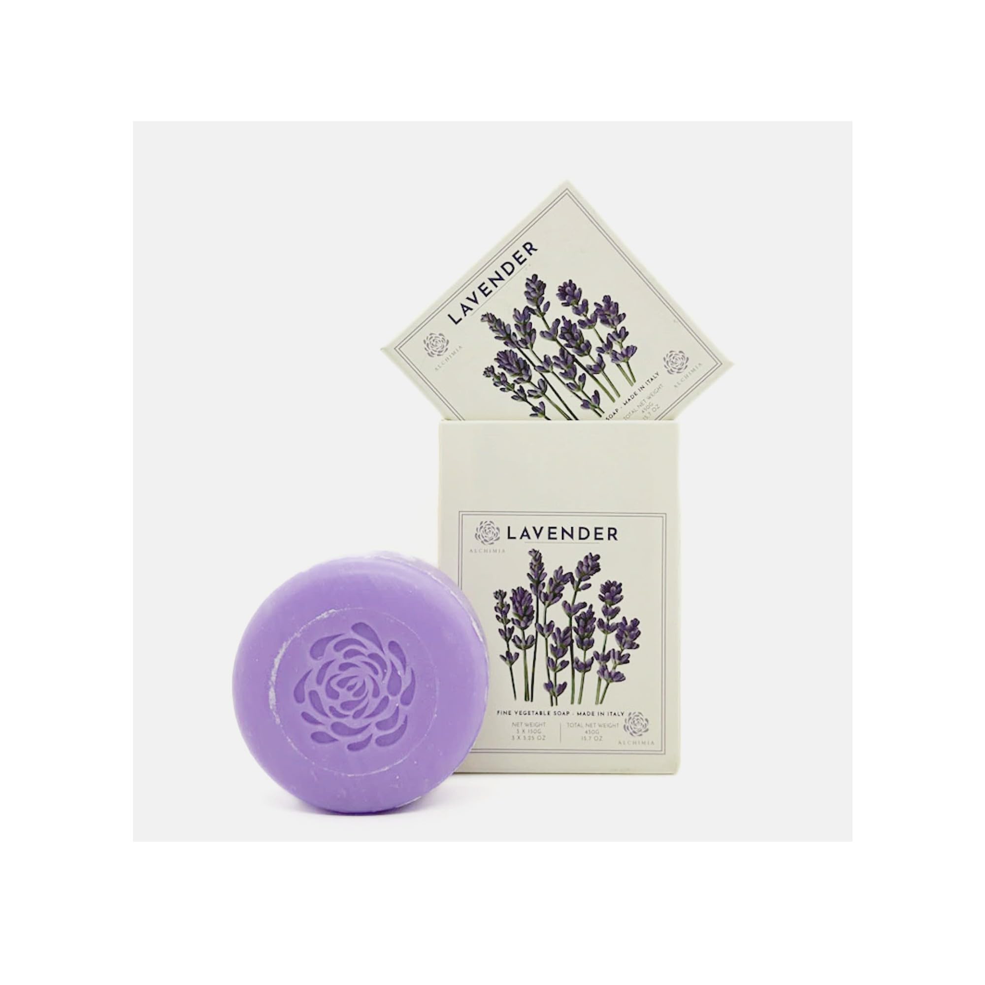 Alchimia Gift Box – 3 x 5.25 oz Luxury Italian Lavender Vegetable Soap Bars