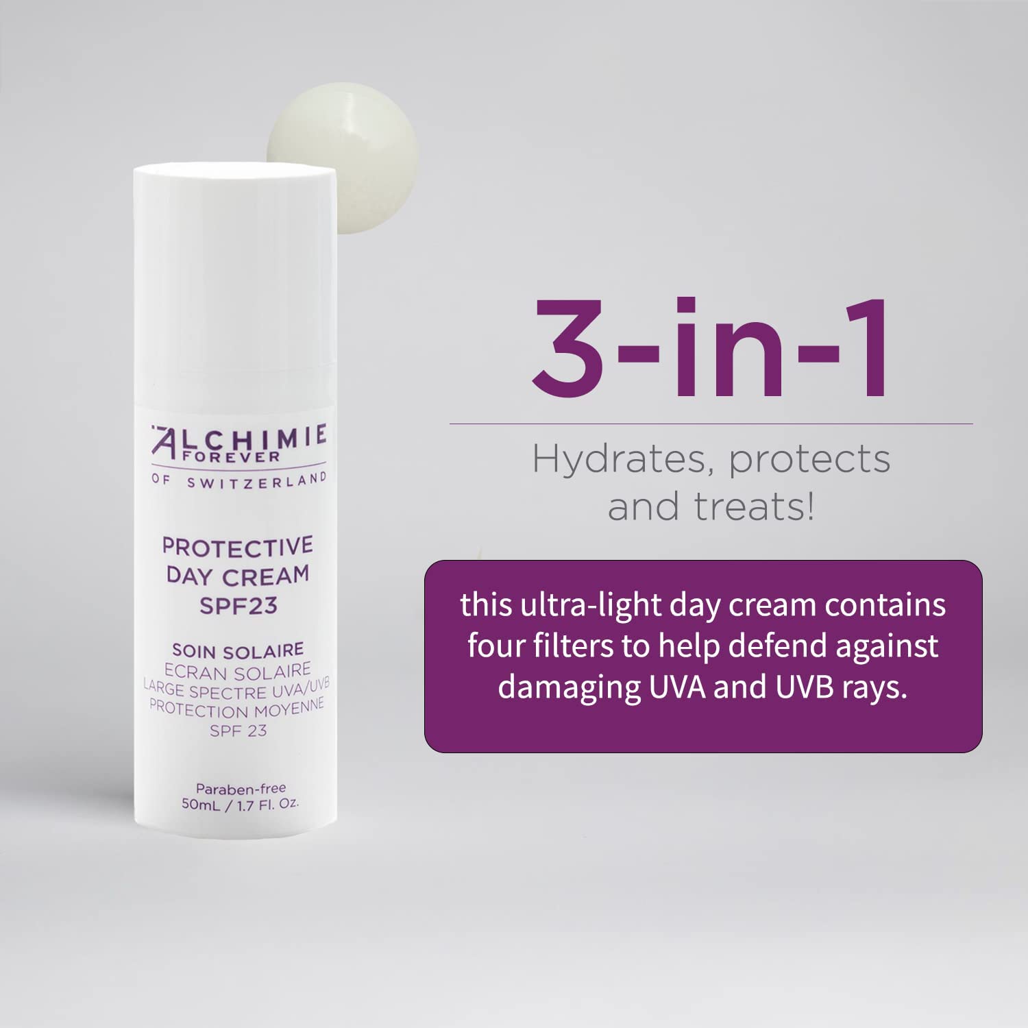 Alchimie Forever Protective Day Cream SPF 23 – Benzene-Free, UVA/UVB Defense & Hydration | 1.7 fl oz