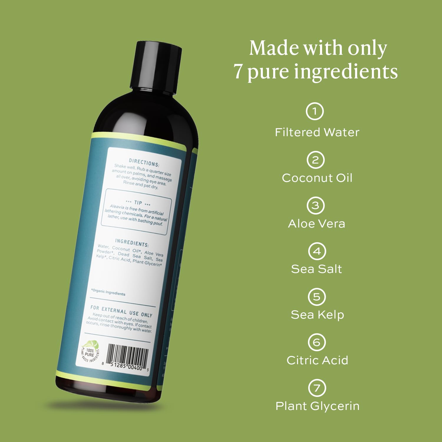 Aleavia Body Cleanse – Organic Prebiotic Body Wash with Cucumber & Bitter Melon – 16 oz