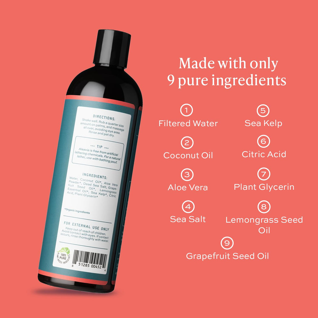 Aleavia Citrus Bliss Body Cleanse – Organic Prebiotic Body Wash for Balanced Skin Microbiome | 16 Oz