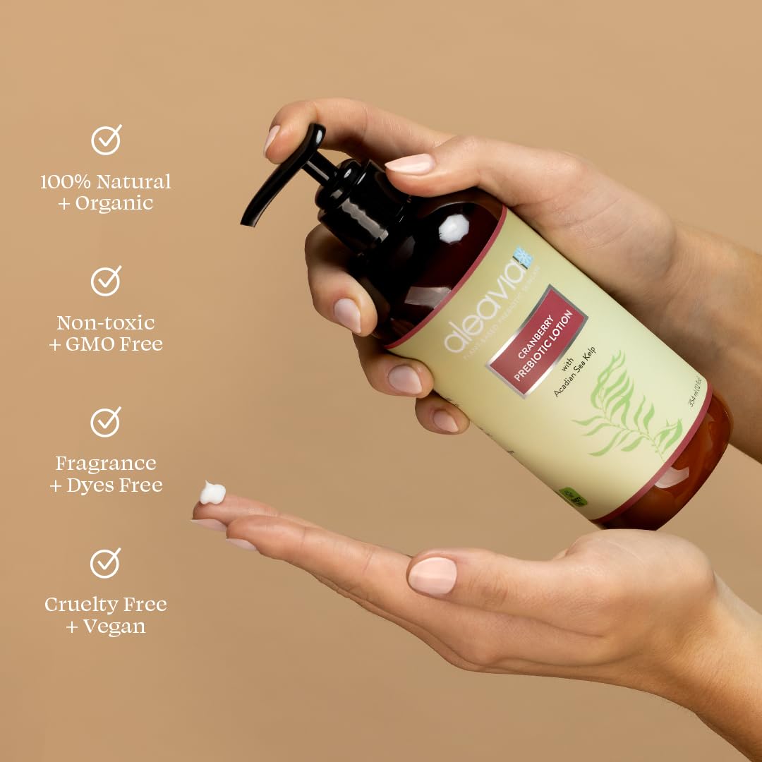 Aleavia Cranberry Prebiotic Body Lotion – Lightly Scented, All-Natural Moisturizer (12 oz)