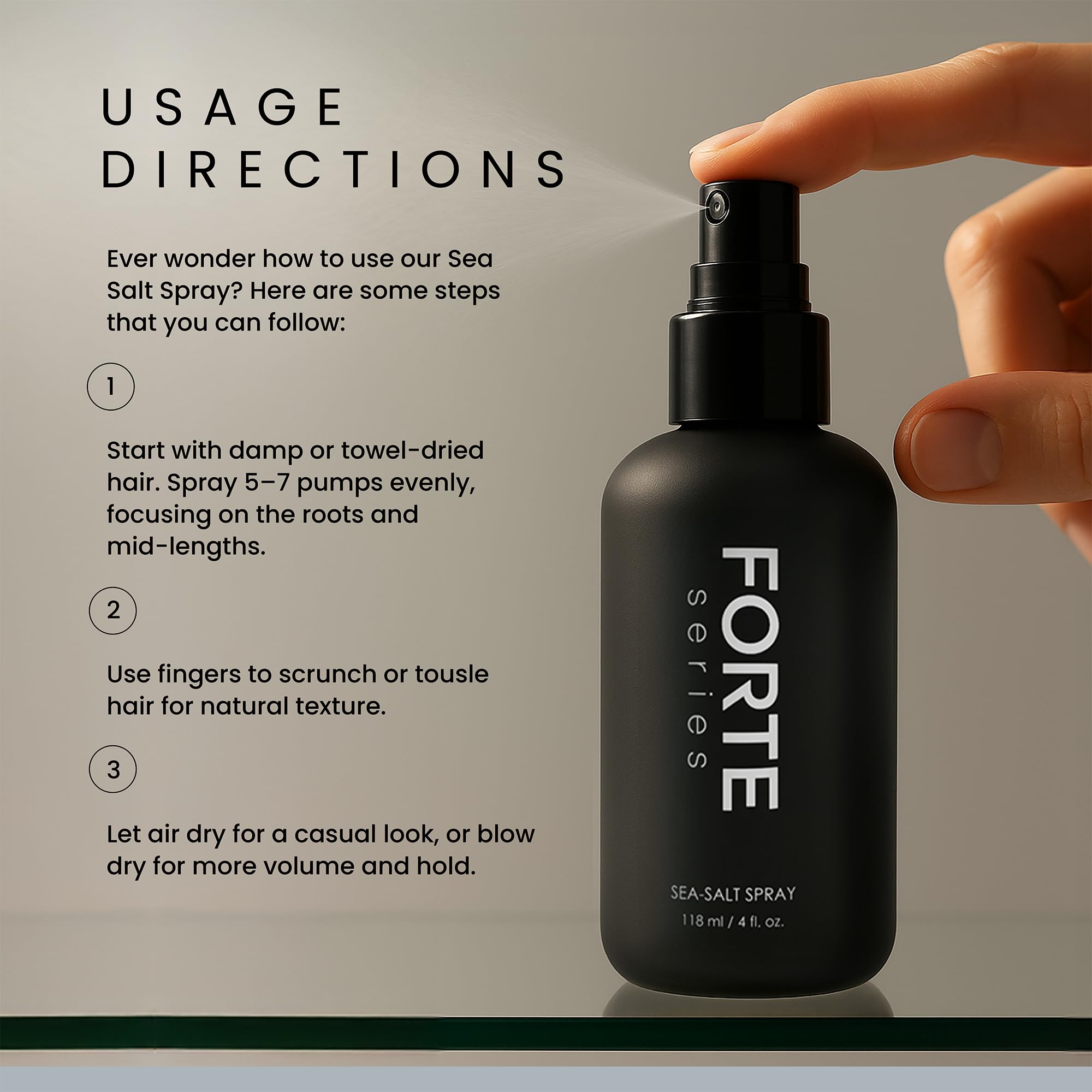 Alex Costa Sea-Salt Spray by Forte Series – Beachy Volume for Men, 4 oz