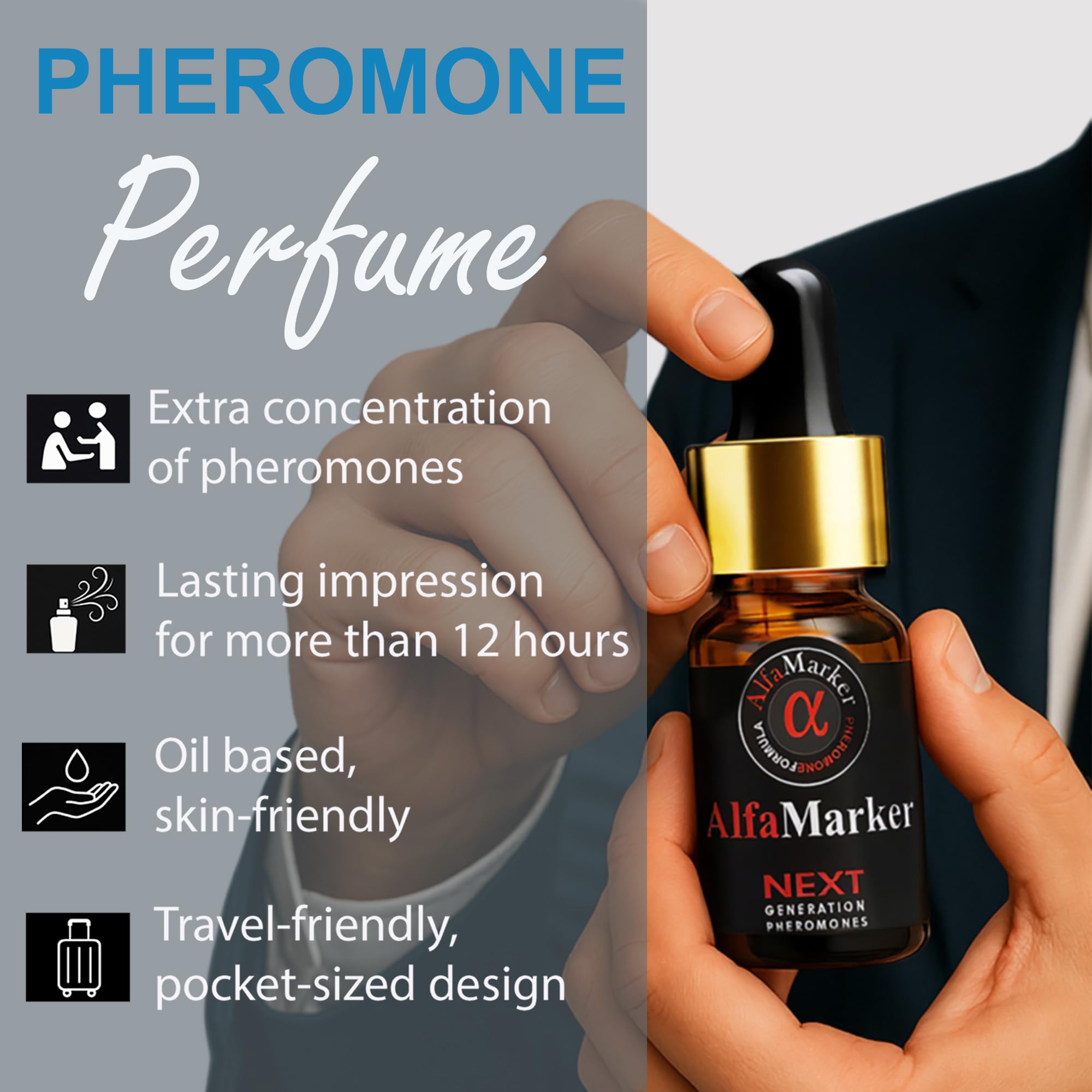 ALFAMARKER Concentrated Pheromone Cologne for Men — Extra-Strength, 5 ml Travel Size