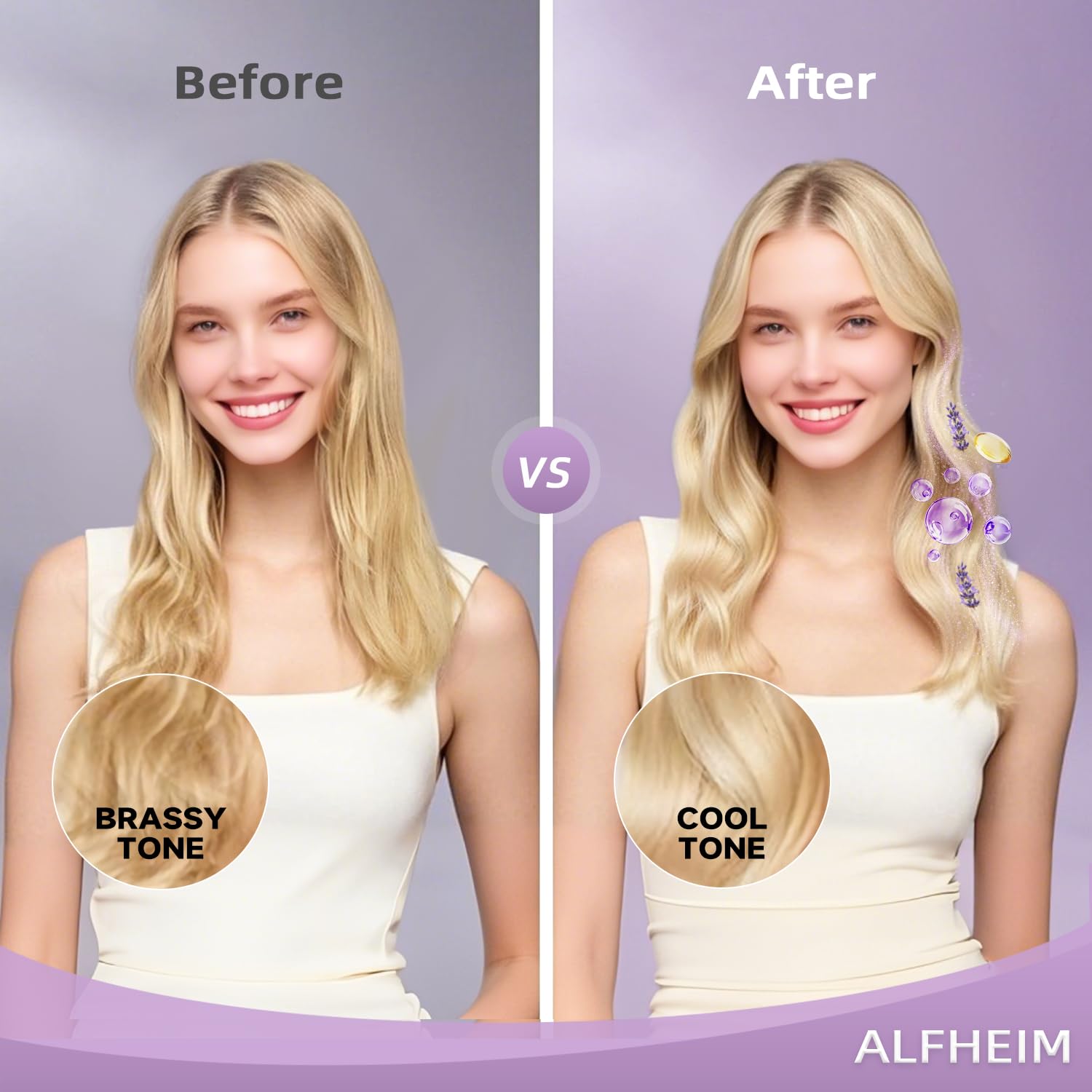 ALFHEIM Lavender+ Purple Hair Care Gift Set | Toning Shampoo & Conditioner for Blonde, Silver & Highlighted Hair