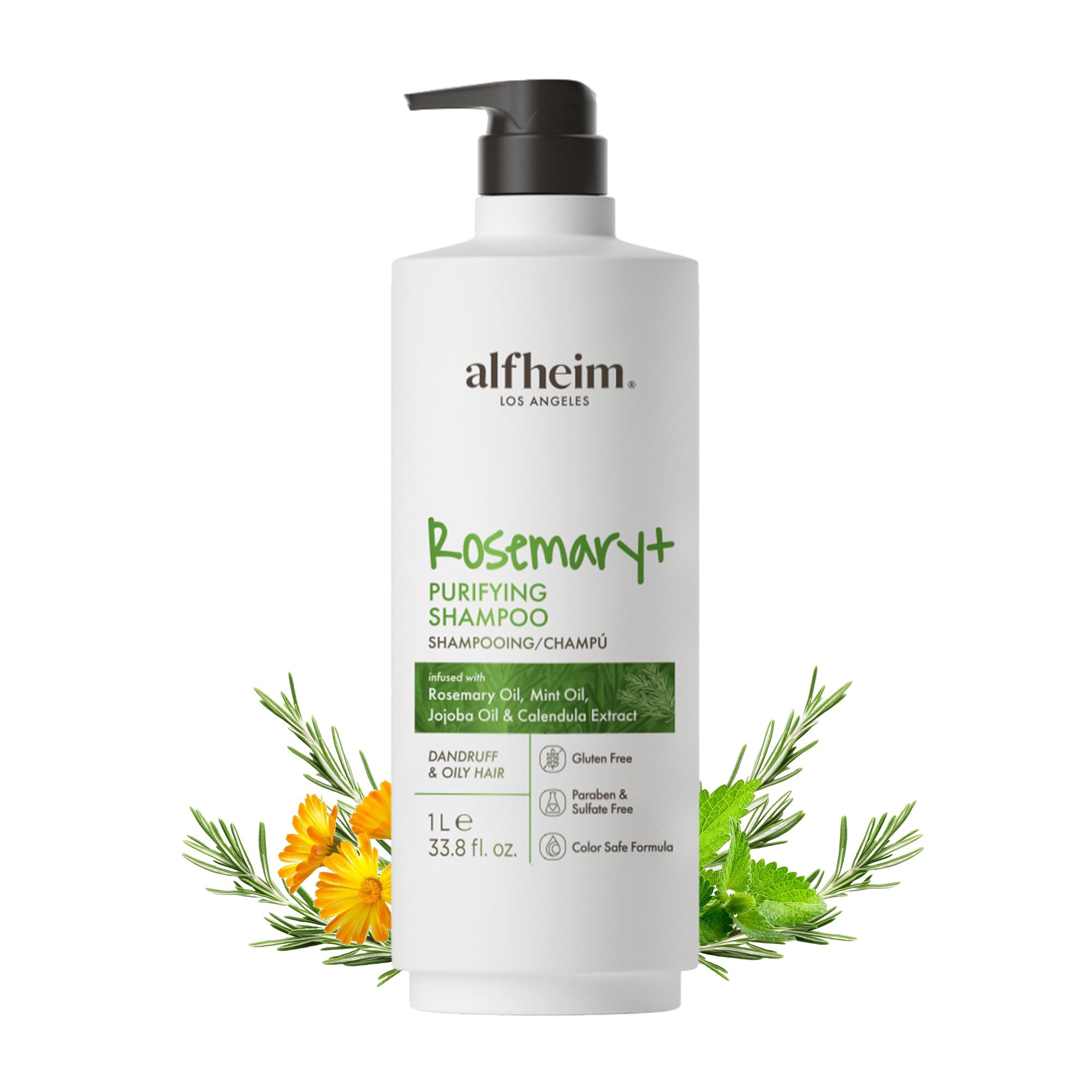 ALFHEIM Rosemary+ Purifying Shampoo – Clarifying Cleanse for Oily & Fine Hair (33.8 oz / 1000 ml)