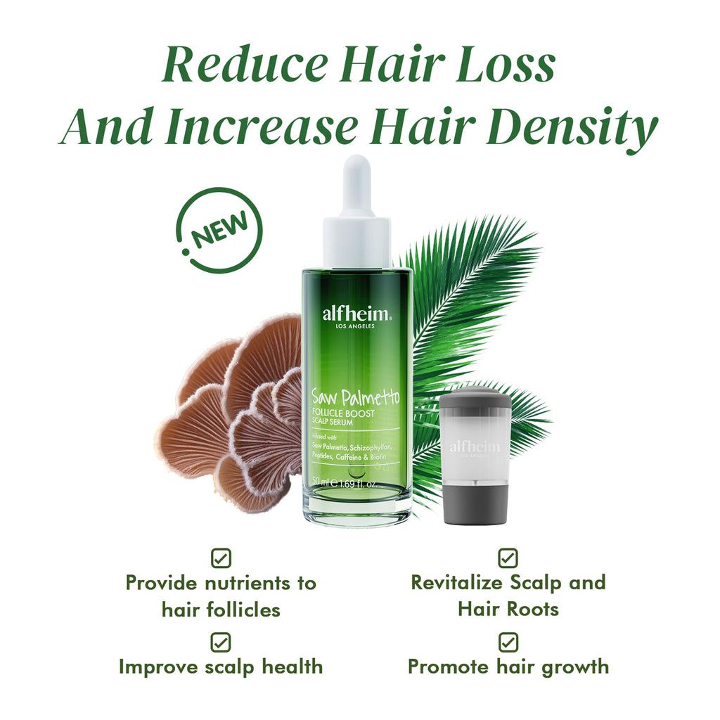 ALFHEIM Saw Palmetto Scalp Serum – Caffeine & Biotin for Thicker Hair | 1.69 fl oz + Serum Applicator