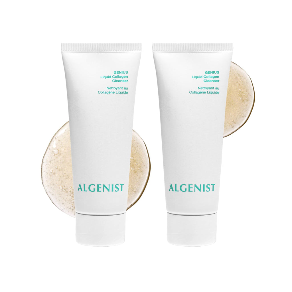 Algenist GENIUS Liquid Collagen Foaming Facial Cleanser – Travel Size Duo (2 x 1.5 oz) with Alguronic Acid & Microalgae Oil