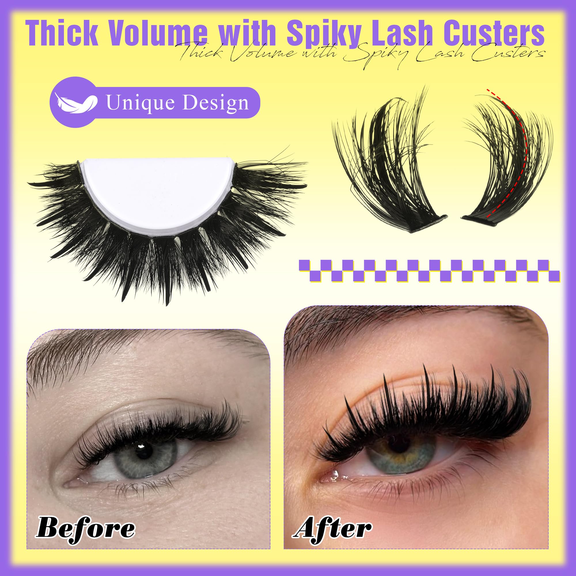 ALICE Wispy Lash Clusters Kit 100D – D-Curl Manga Lashes, Glue, Tweezers, 228pcs