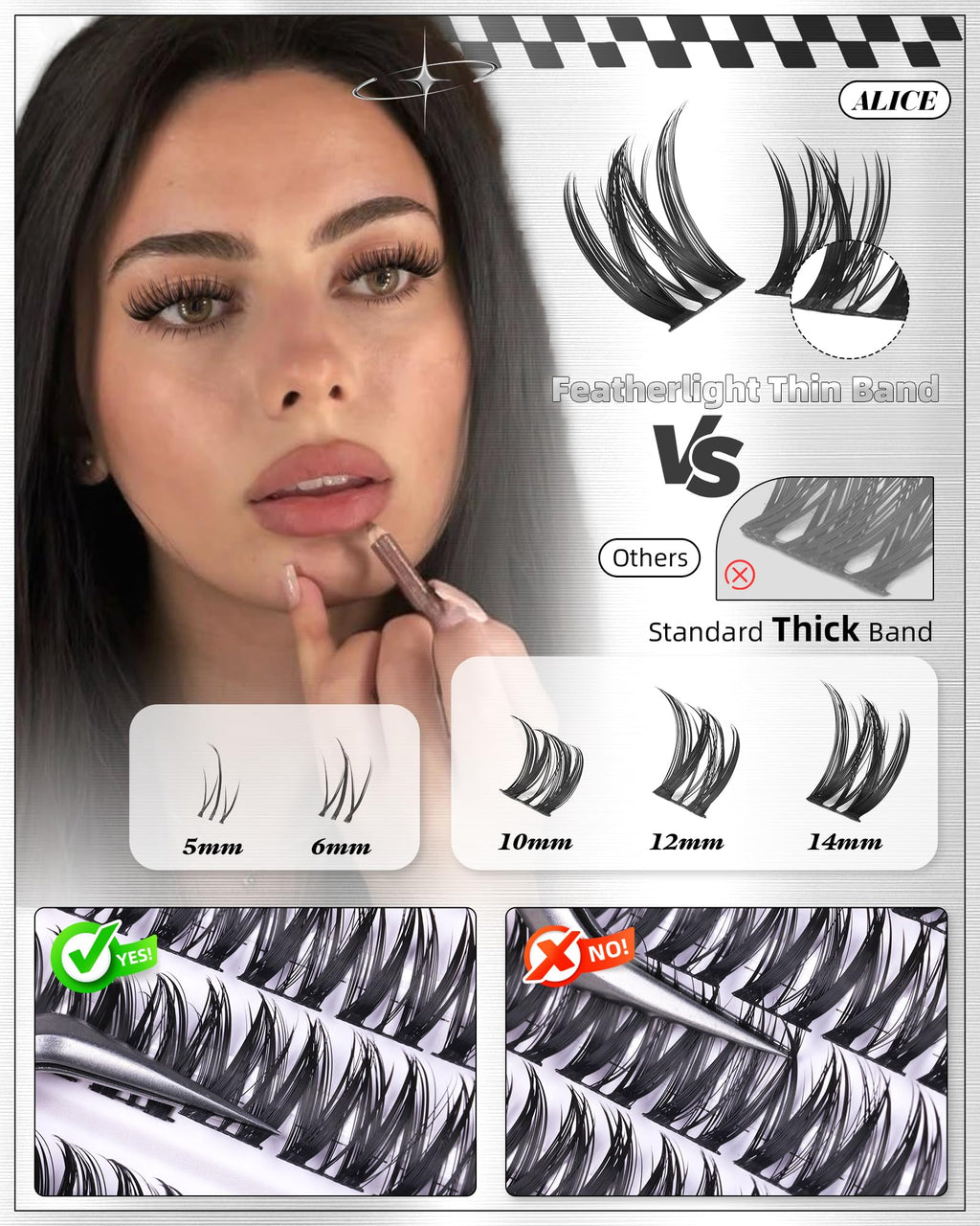ALICE Flaunt Lash Clusters Kit – Natural Wispy Lash Extensions with Bond & Seal