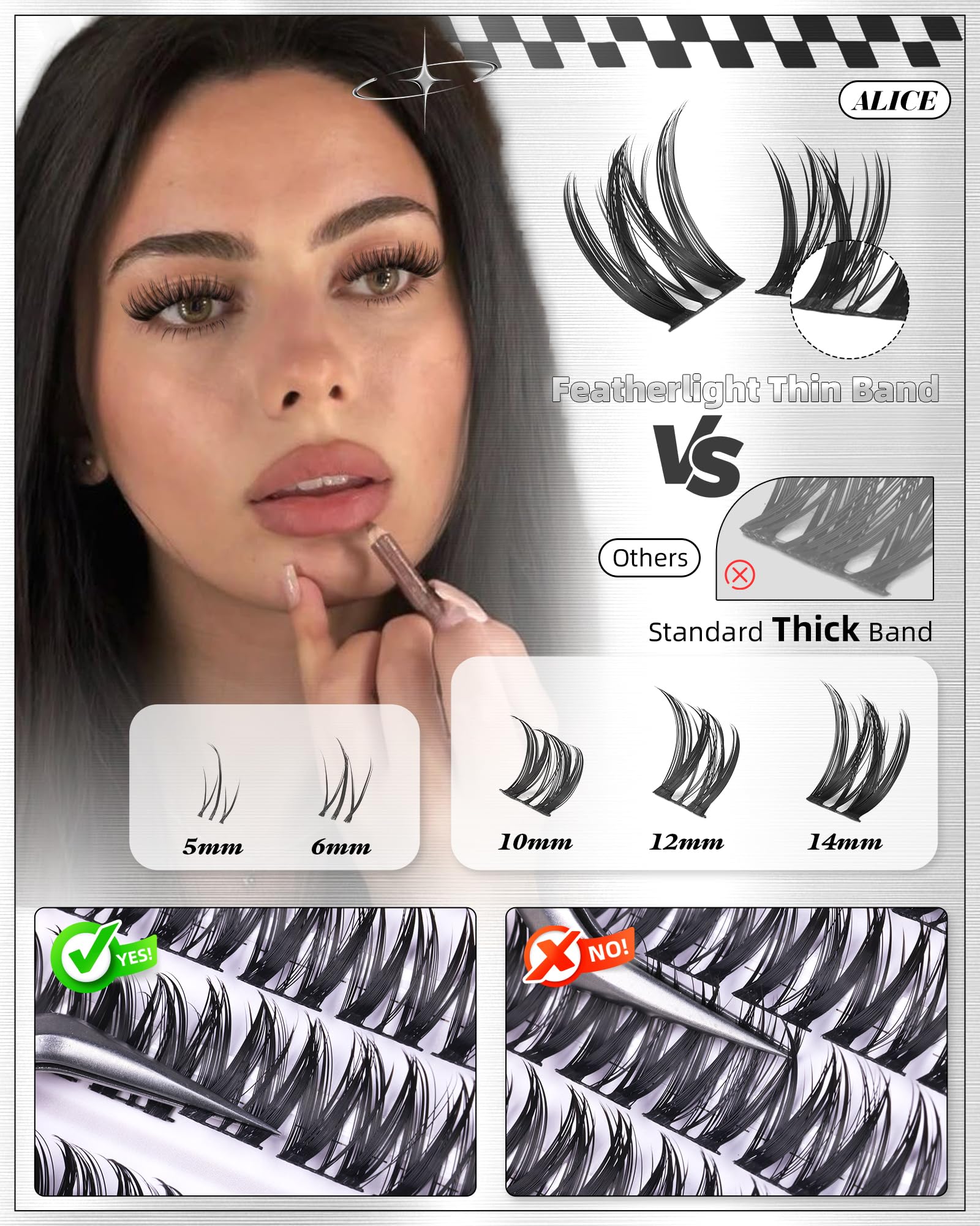 ALICE Flaunt Lash Clusters Kit – Natural Wispy Lash Extensions with Bond & Seal