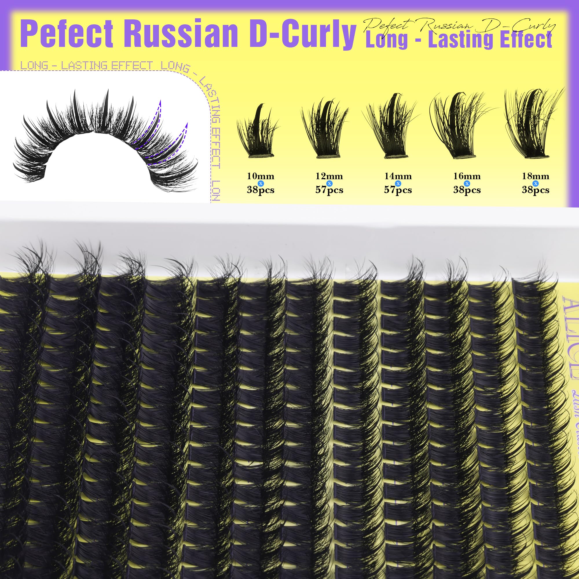 ALICE Wispy Lash Clusters Kit 100D – D-Curl Manga Lashes, Glue, Tweezers, 228pcs