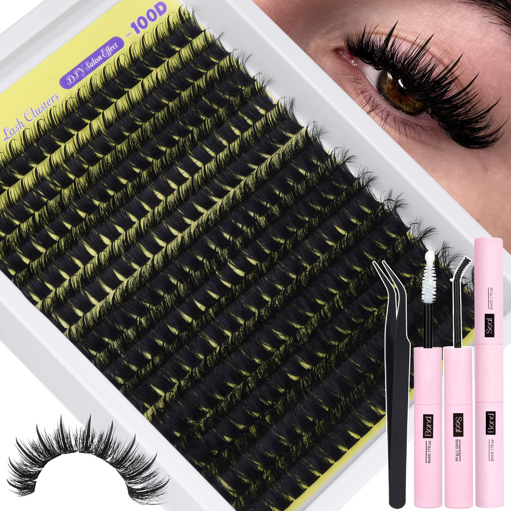 ALICE Wispy Lash Clusters Kit 100D – D-Curl Manga Lashes, Glue, Tweezers, 228pcs